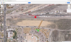 Google Map view of the GW yard and the open field south of it.